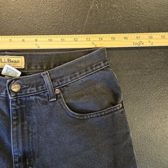 Vintage Mom 90s L.L. Bean 28 High Rise Faded Distressed Black Denim Jeans Tapere - Picture 9 of 12